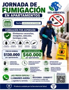 Jornada de fumigacion en apartamentos - jueves 17 de septiembre de 2026