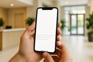 Residente diligenciando el formulario de PQRS en linea desde su celular